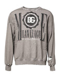 Dolce & Gabbana Grey Crew Neck Sweater with Logo Print