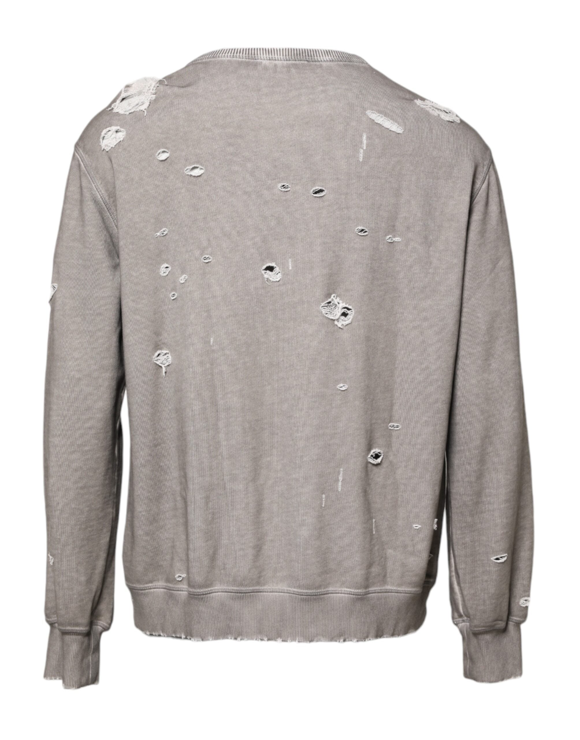 Dolce & Gabbana Grey Crew Neck Sweater with Logo Print