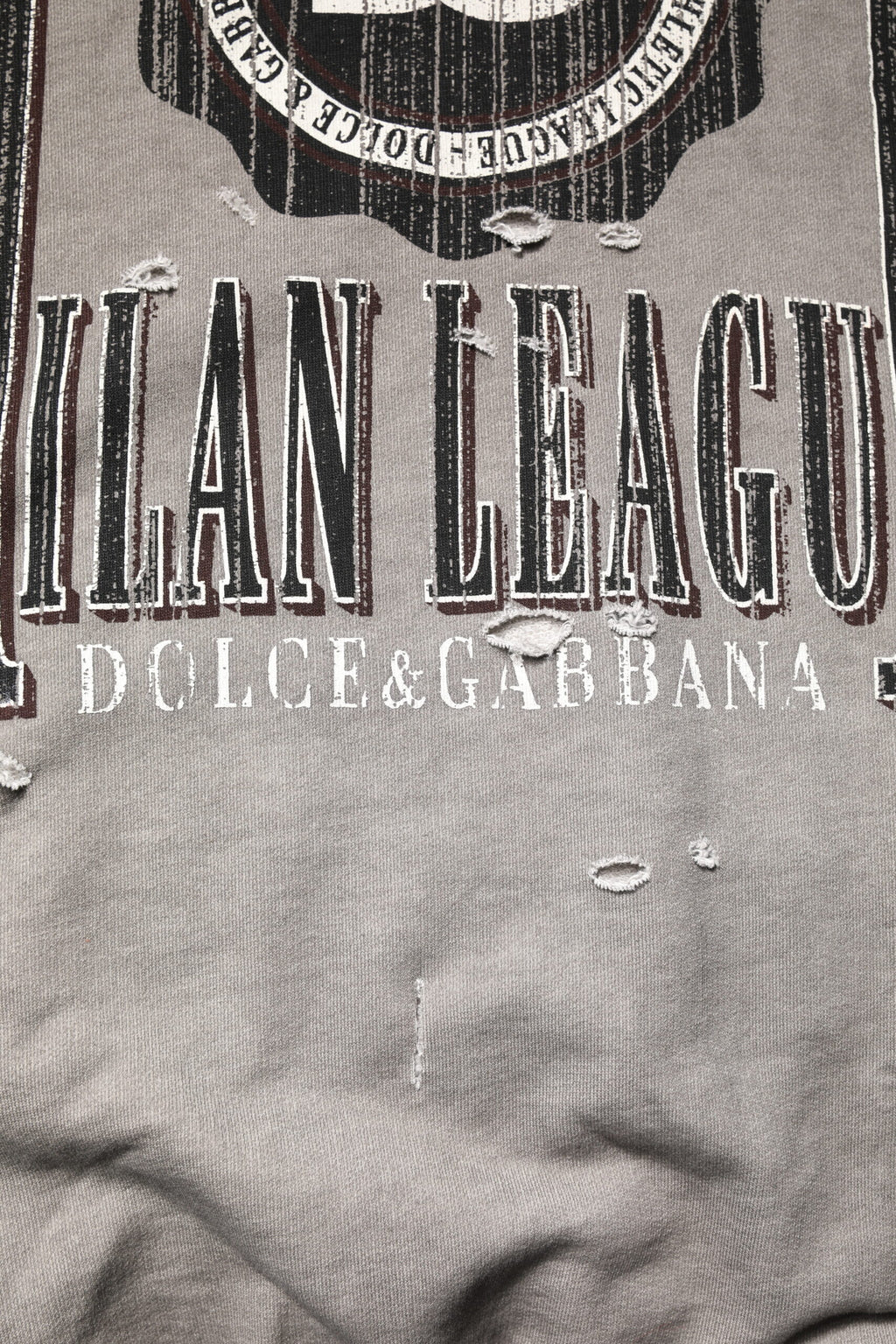 Dolce & Gabbana Grey Crew Neck Sweater with Logo Print