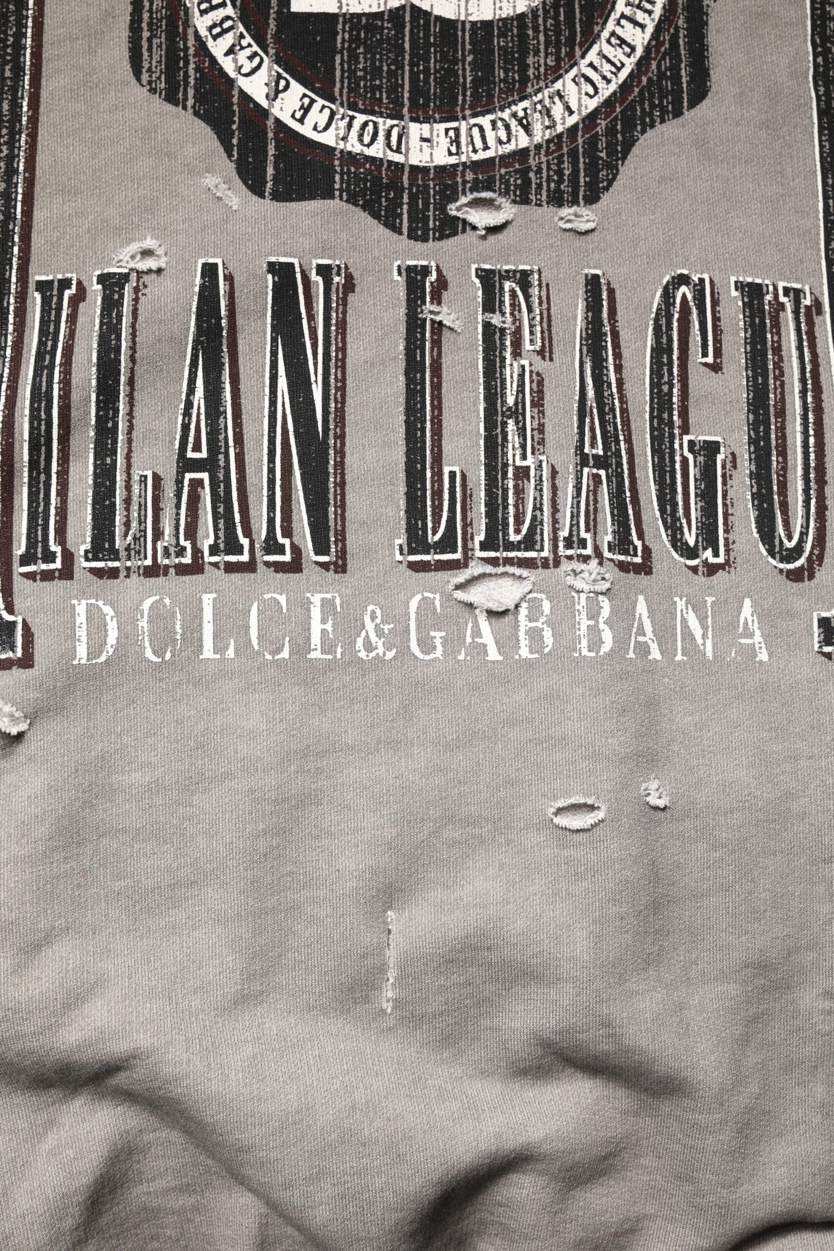 Dolce & Gabbana Grey Crew Neck Sweater with Logo Print