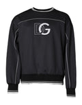 Dolce & Gabbana Schwarzes Logo Polyester Rundhalsausschnitt Männer Pullover Sweater