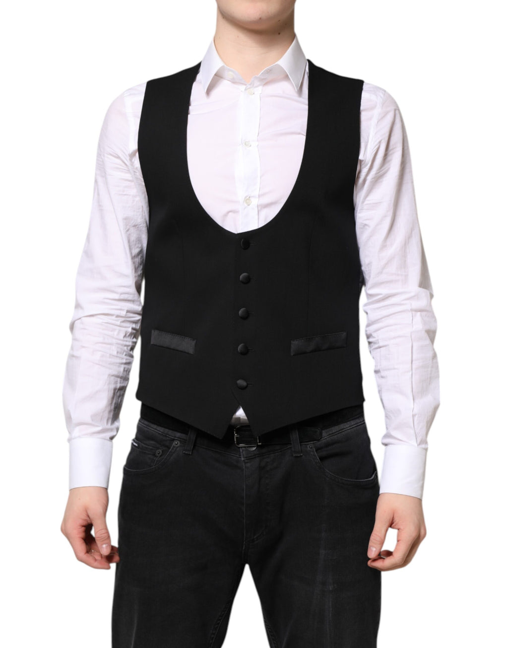Dolce & Gabbana Schwarze Wollweste Kleid Formelle Weste