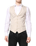 Dolce & Gabbana Beige Grey Dress Men's Formal Waistcoat Vest