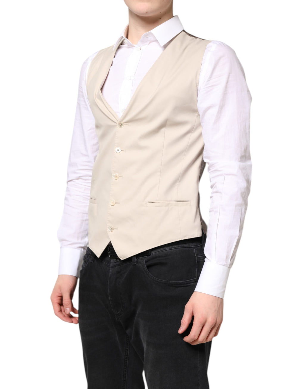 Dolce & Gabbana Beige Grey Dress Men's Formal Waistcoat Vest