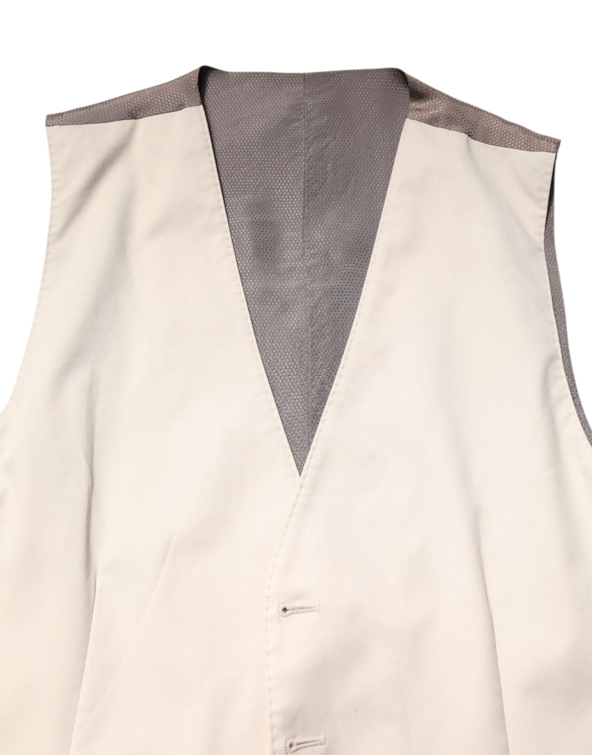 Dolce & Gabbana Beige Grey Dress Men's Formal Waistcoat Vest