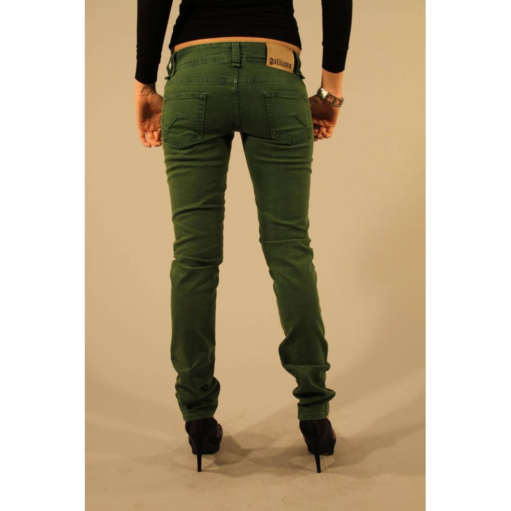John Galliano Women's Green Cotton Jeans
