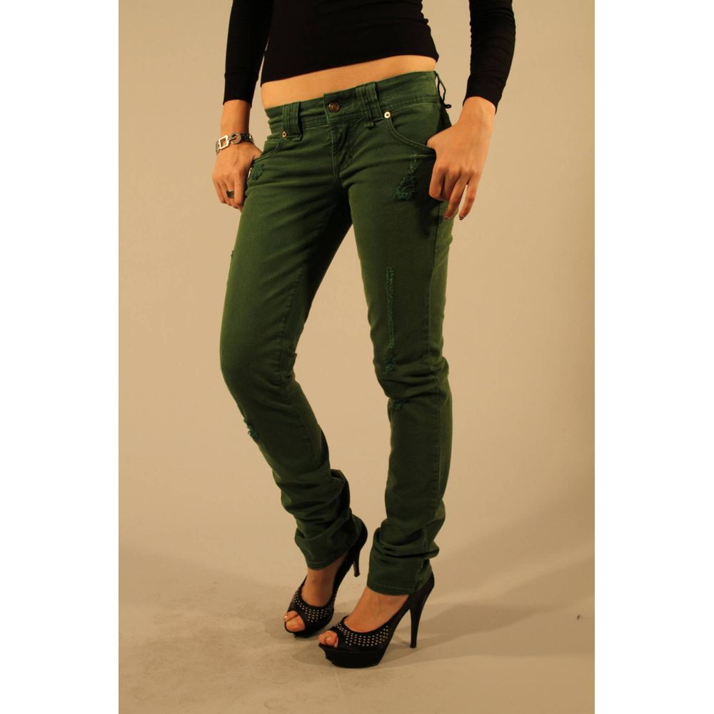 John Galliano Women's Green Cotton Jeans