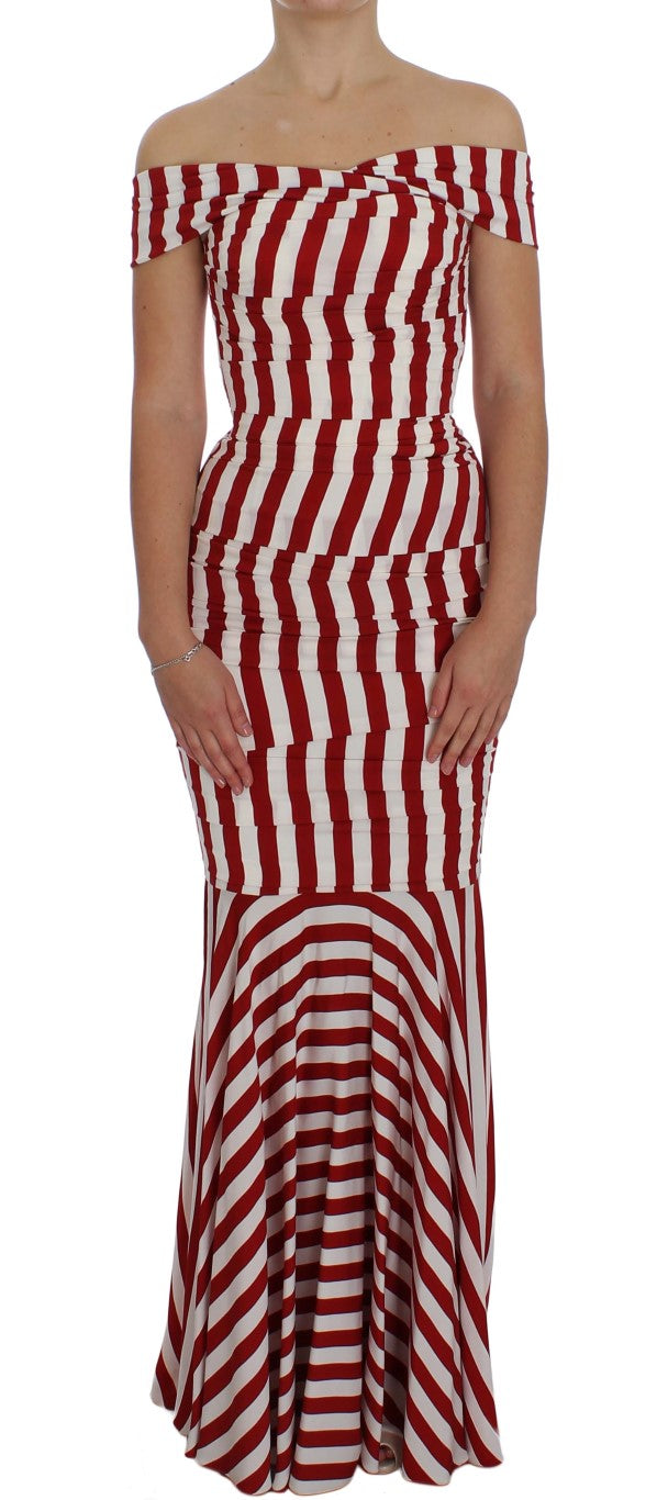 Dolce & Gabbana Red and White Silk-Blend Dress