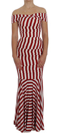Dolce & Gabbana Red and White Silk-Blend Dress
