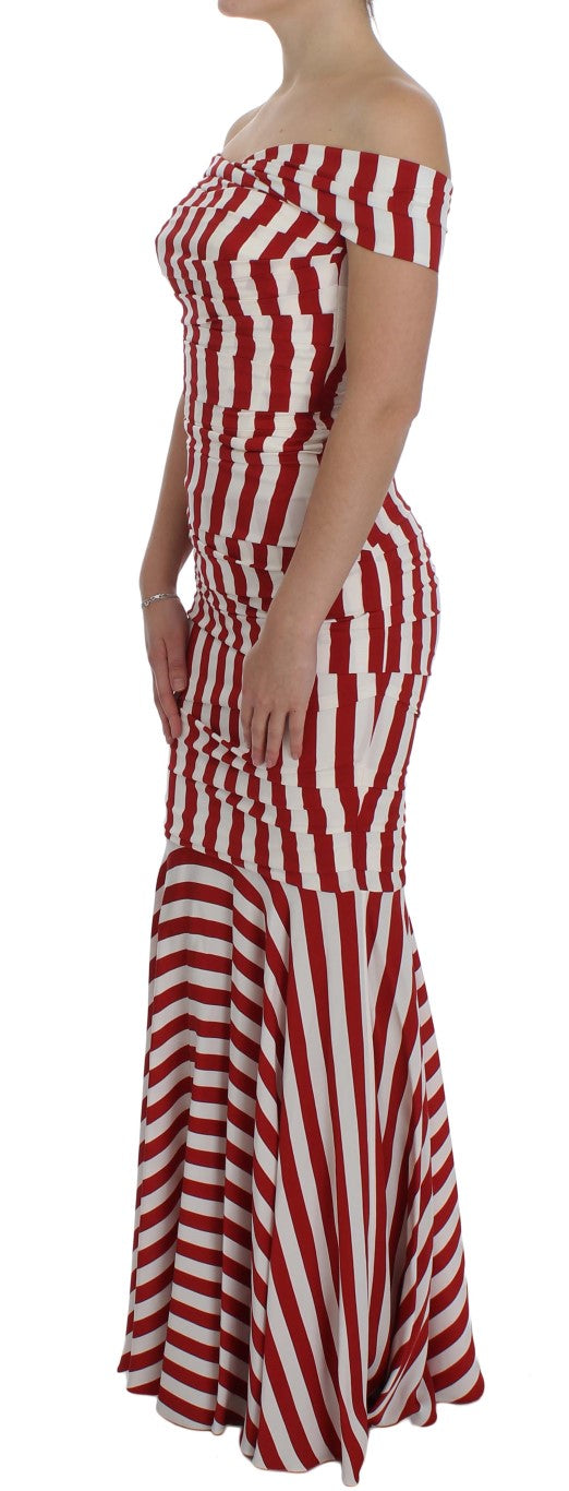 Dolce & Gabbana Red and White Silk-Blend Dress