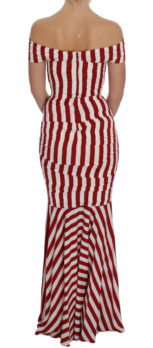 Dolce & Gabbana Red and White Silk-Blend Dress