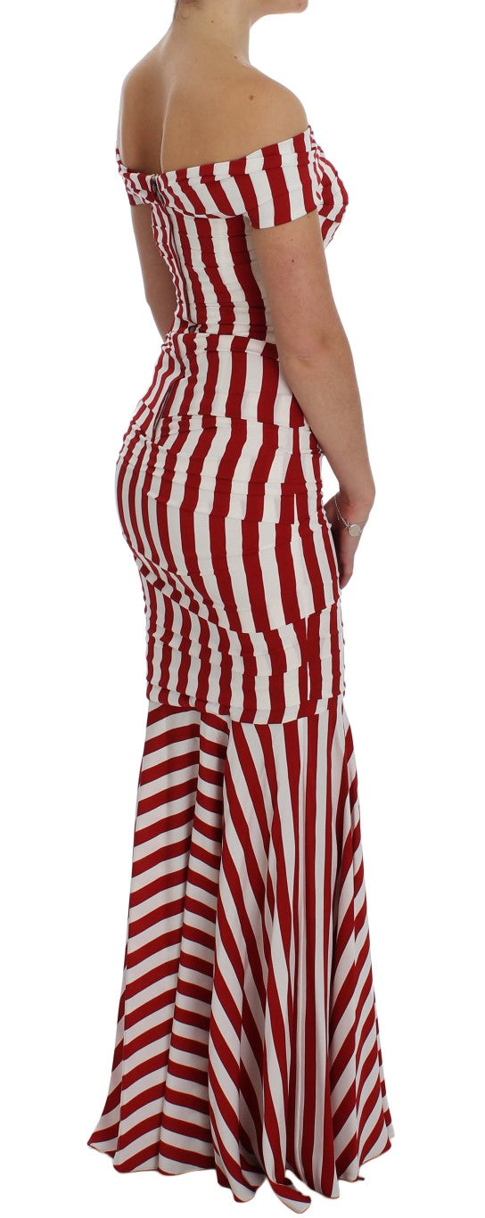 Dolce & Gabbana Red and White Silk-Blend Dress