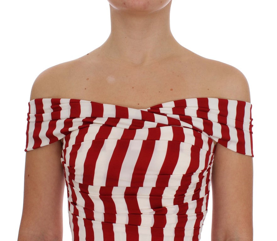 Dolce & Gabbana Red and White Silk-Blend Dress