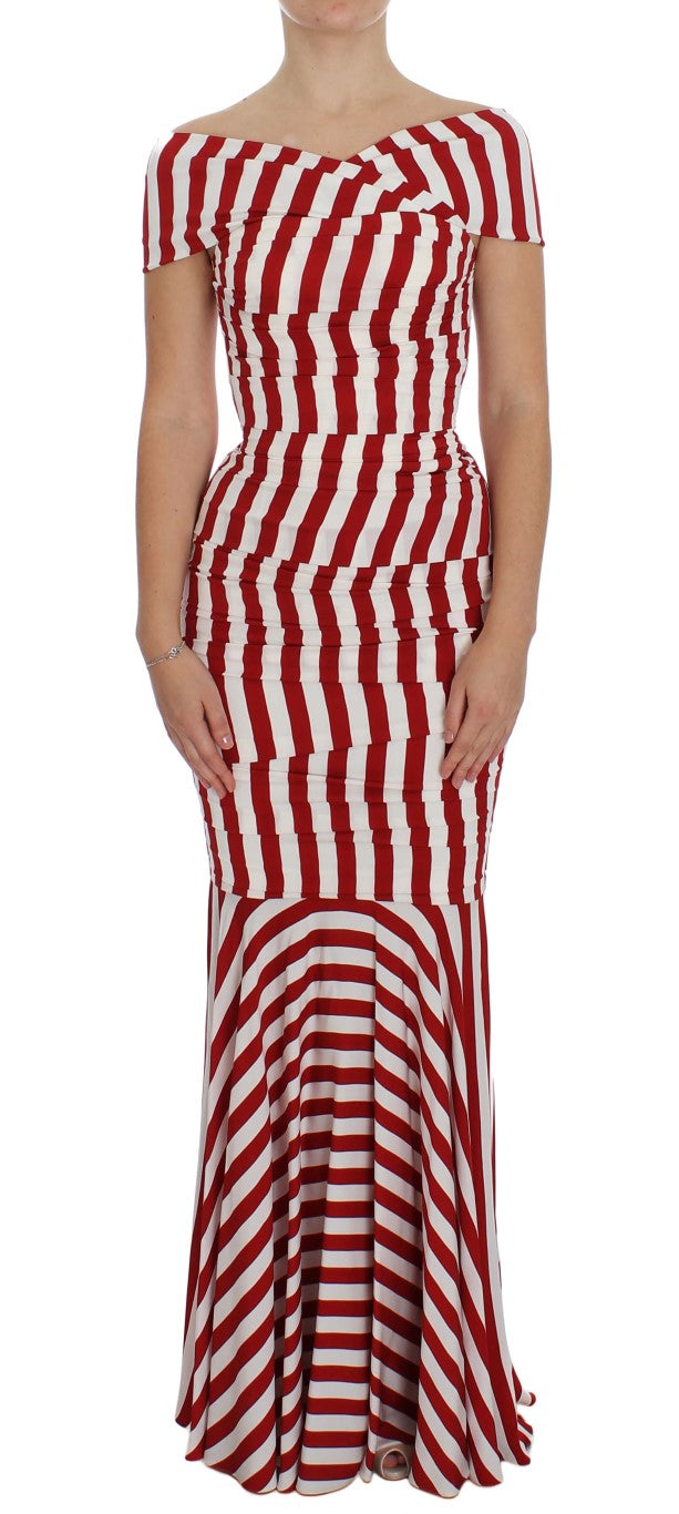 Dolce & Gabbana Red and White Silk-Blend Dress