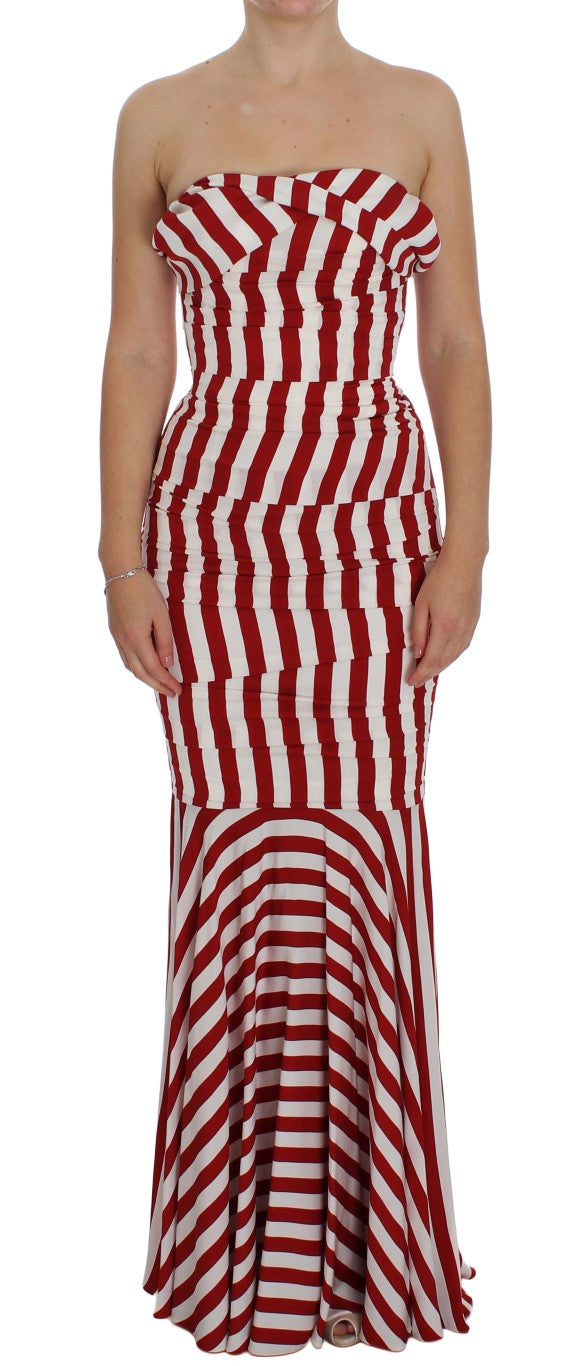Dolce & Gabbana Red and White Silk-Blend Dress