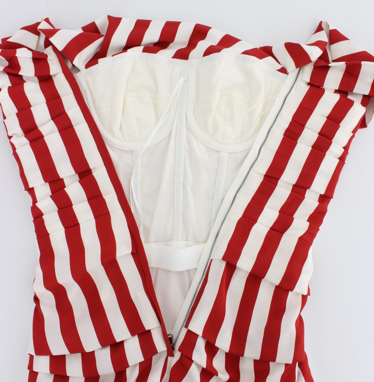 Dolce & Gabbana Red and White Silk-Blend Dress