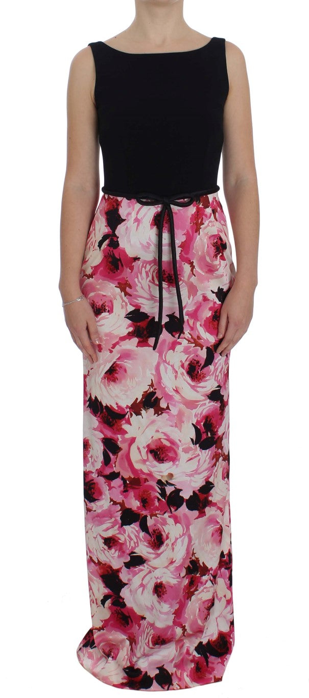 Dolce & Gabbana Pink Floral Long Maxi Dress with Sheath