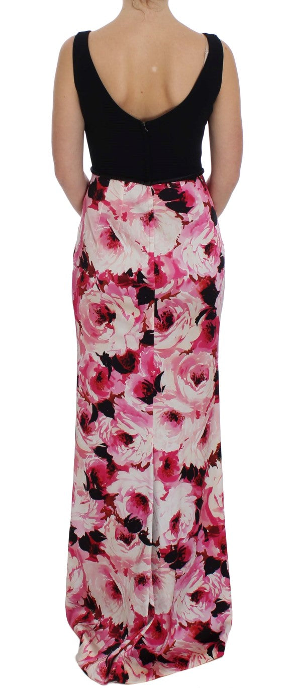Dolce & Gabbana Pink Floral Long Maxi Dress with Sheath