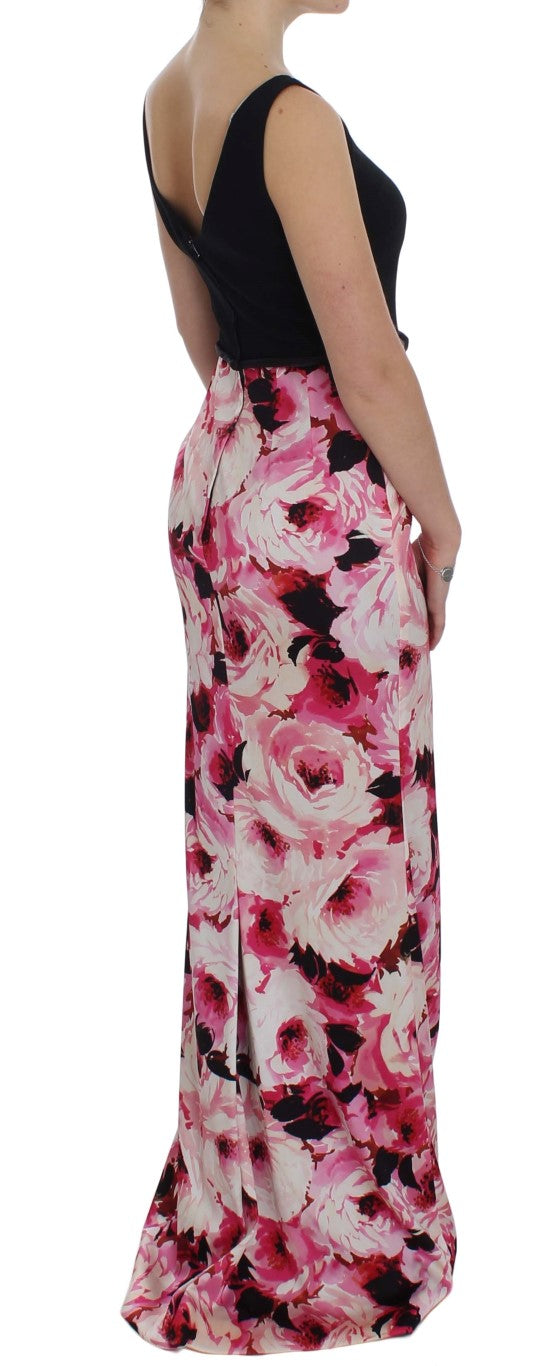 Dolce & Gabbana Pink Floral Long Maxi Dress with Sheath