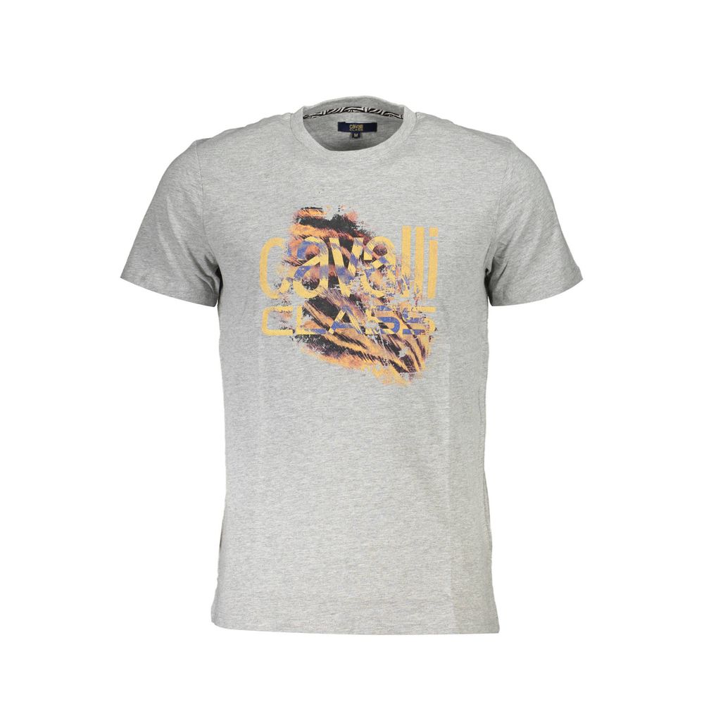 Cavalli Class Grigio Baumwoll-T-Shirt für Herren