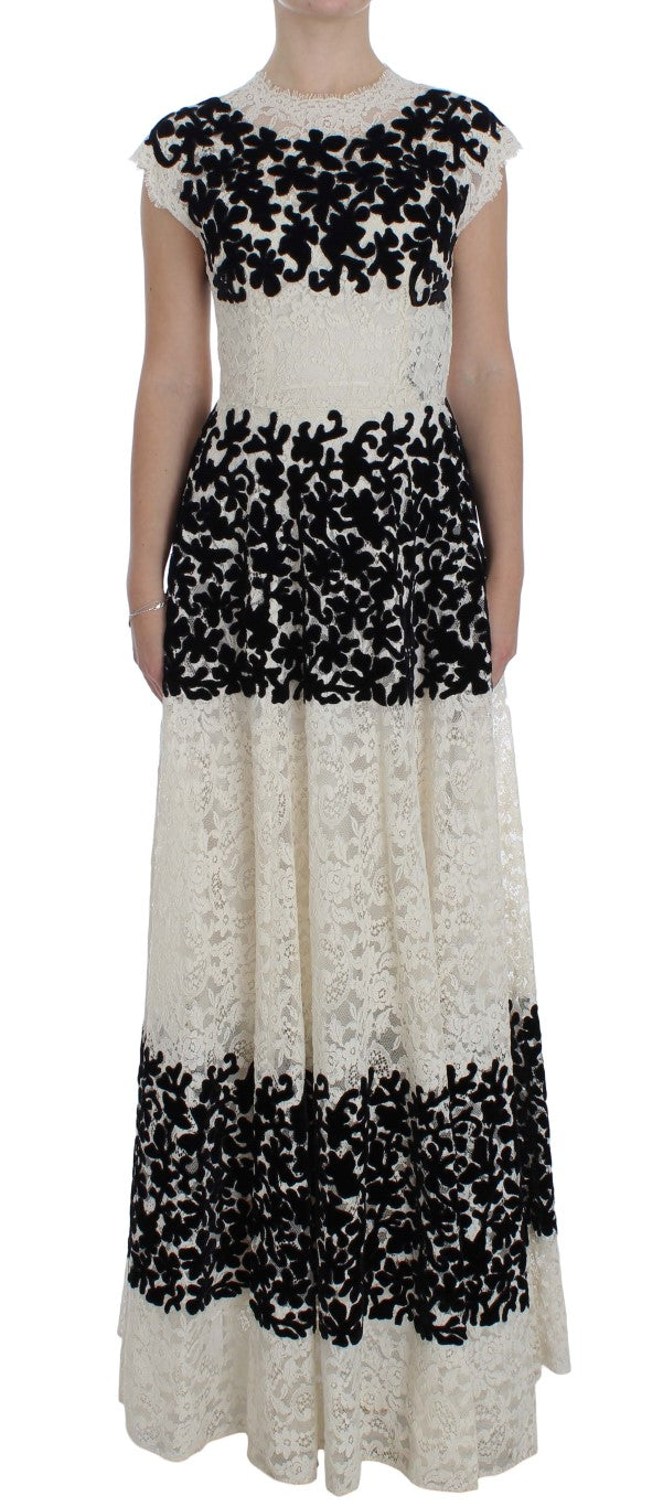 Dolce & Gabbana Ricamo Floral Lace Long Ball Maxi Dress