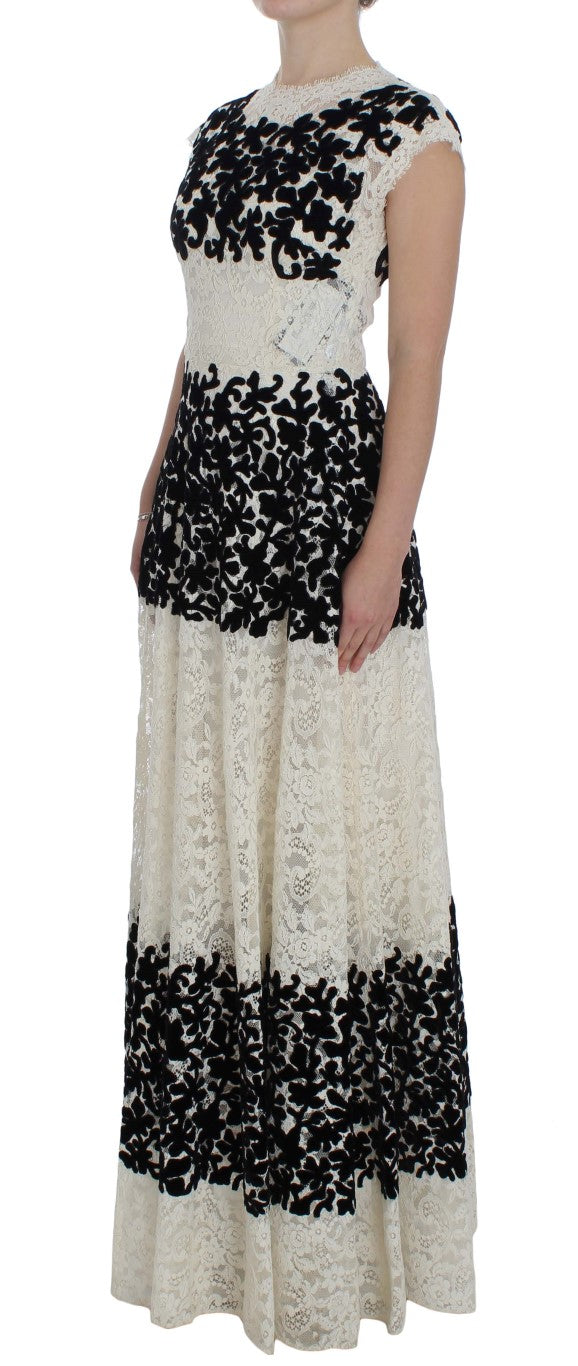 Dolce & Gabbana Ricamo Floral Lace Long Ball Maxi Dress