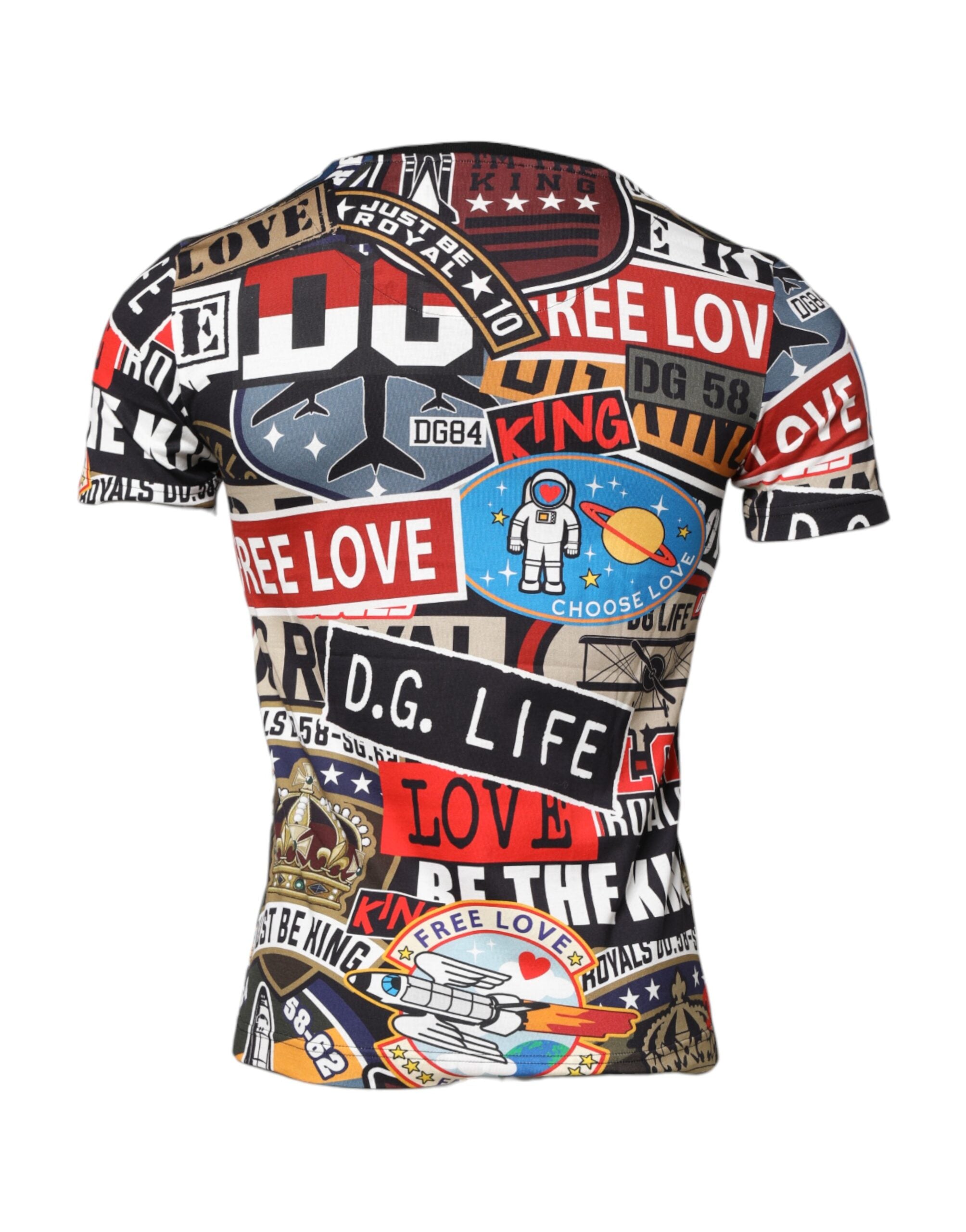 Dolce & Gabbana Multicolor Patchwork T-Shirt mit Rundhalsausschnitt aus Baumwolle