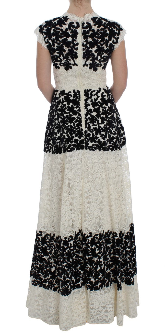 Dolce & Gabbana Ricamo Floral Lace Long Ball Maxi Dress