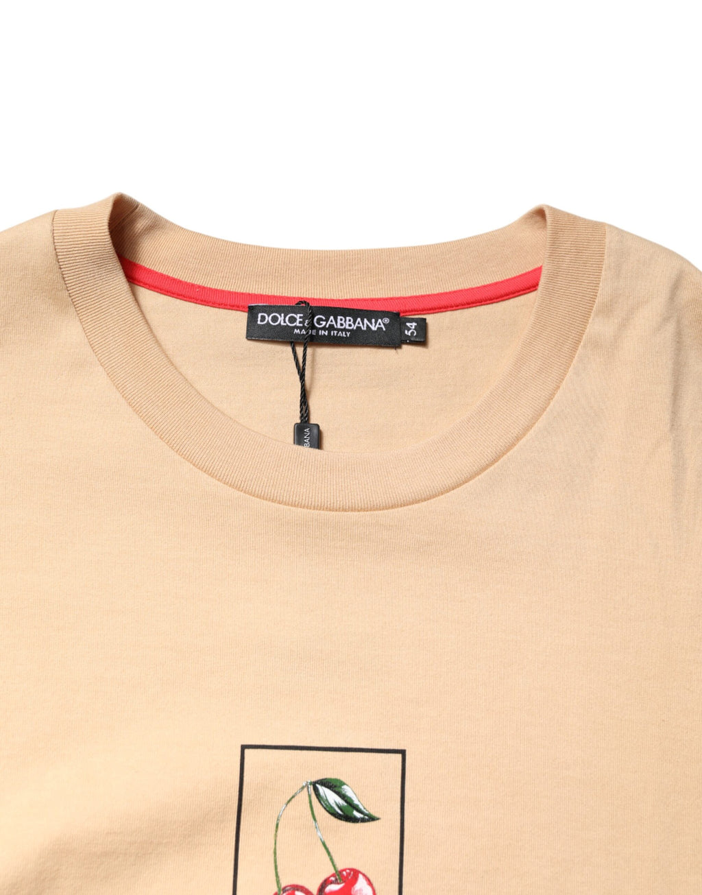 Dolce & Gabbana Beige Cotton Crew-Neck T-Shirt with Logo Print