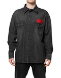 Dolce & Gabbana Grey Long Sleeve Button-Up Denim Shirt