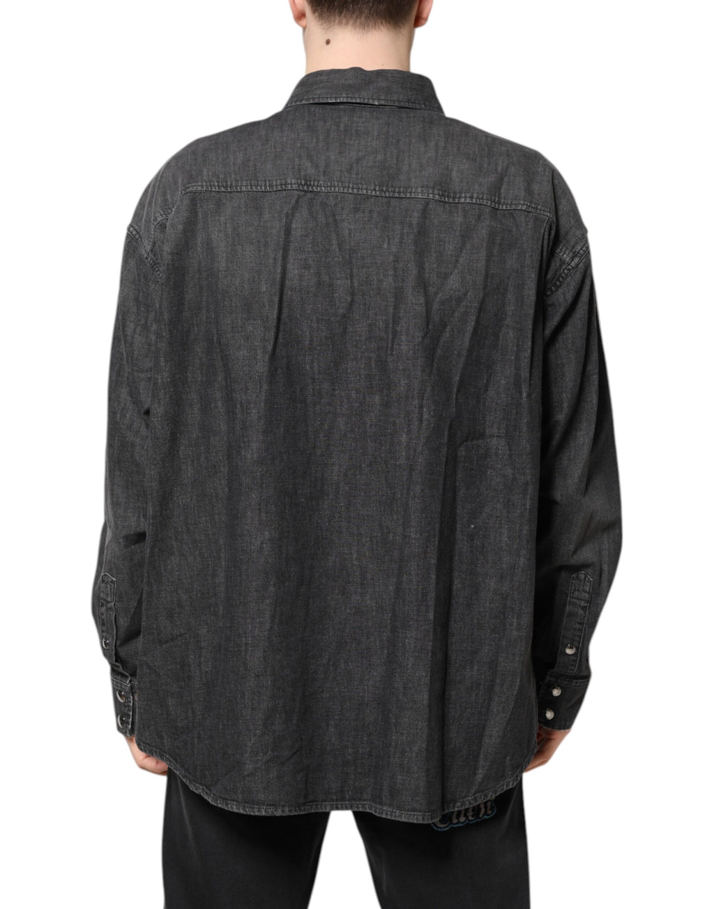 Dolce & Gabbana Grey Long Sleeve Button-Up Denim Shirt