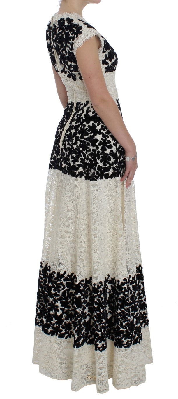 Dolce & Gabbana Ricamo Floral Lace Long Ball Maxi Dress