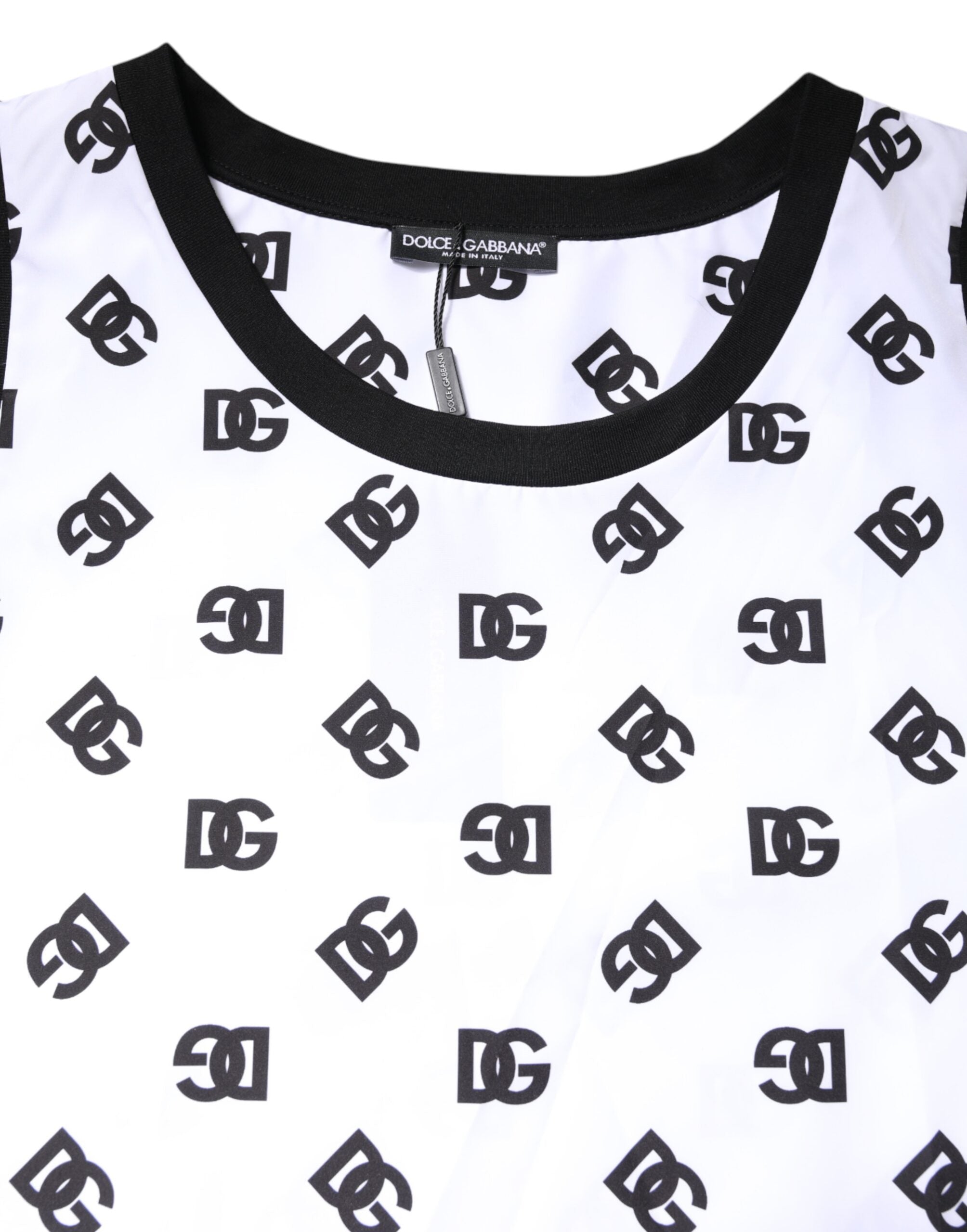 Dolce & Gabbana White Sleeveless DG Logo Polyester T-Shirt