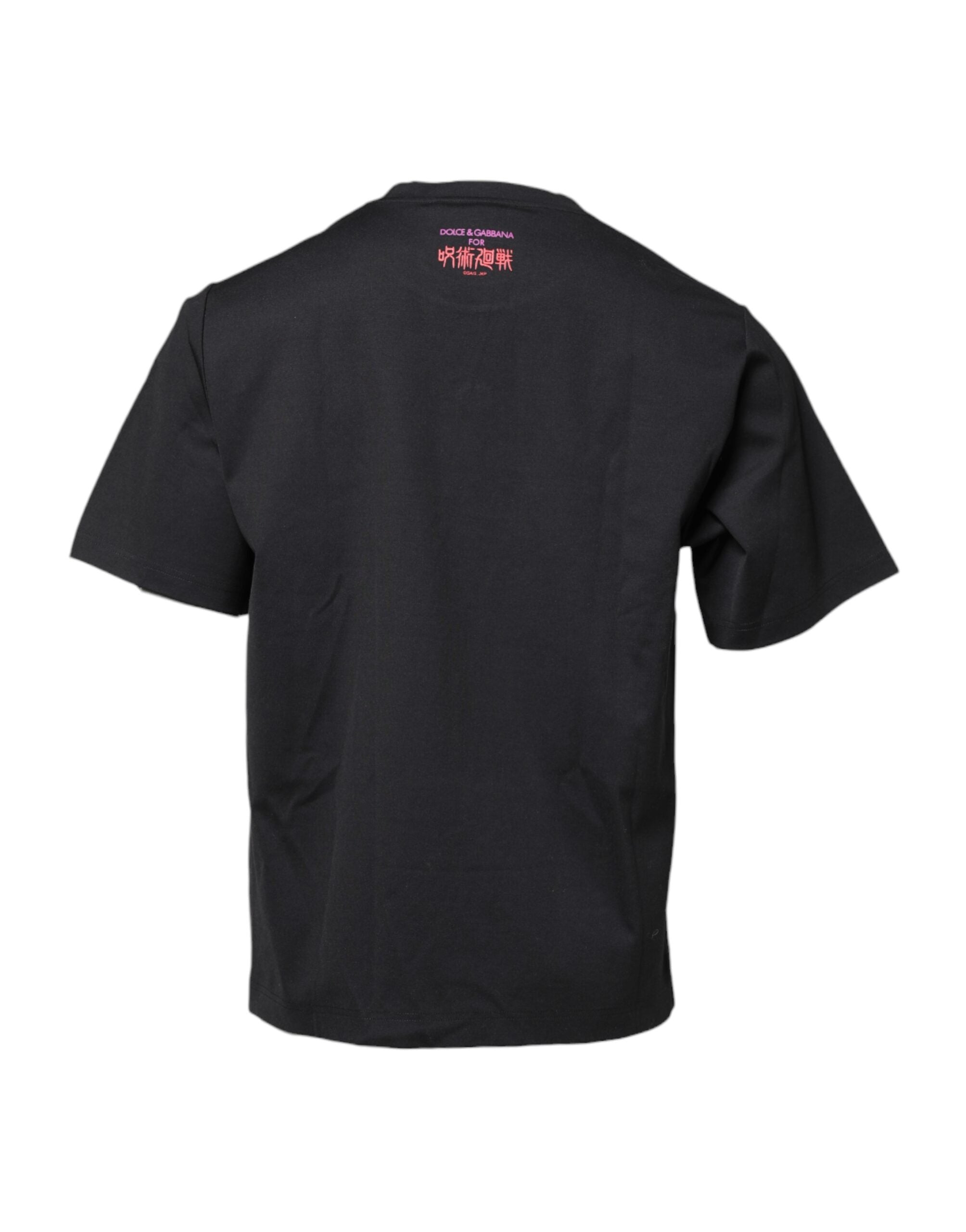 Dolce & Gabbana Schwarzes T-Shirt mit Rundhalsausschnitt und Grafikdruck aus Baumwolle