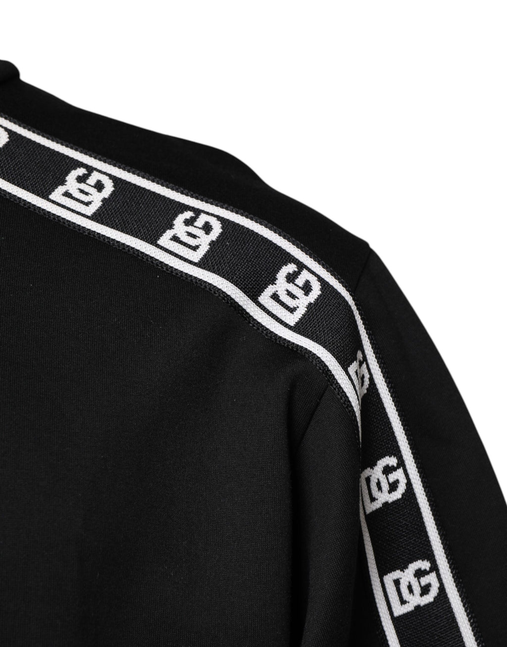Dolce & Gabbana Schwarzes Rollkragen-T-Shirt mit DG-Druck aus Baumwolle