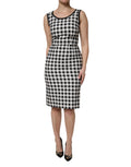 Dolce & Gabbana White Black Plaid Sleeveless Sheath Dress