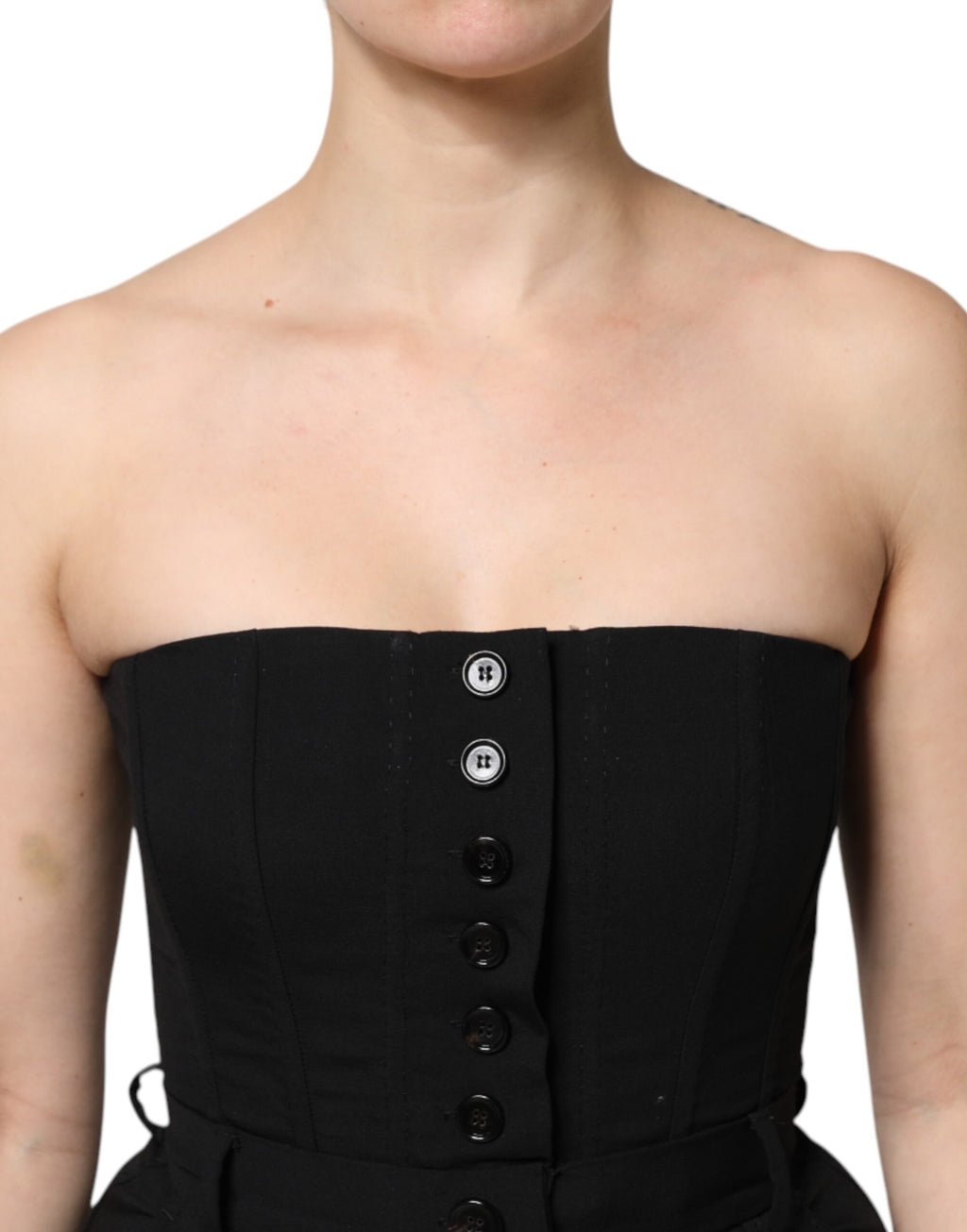 Dolce & Gabbana Black Strapless Wool Jumpsuit Dress