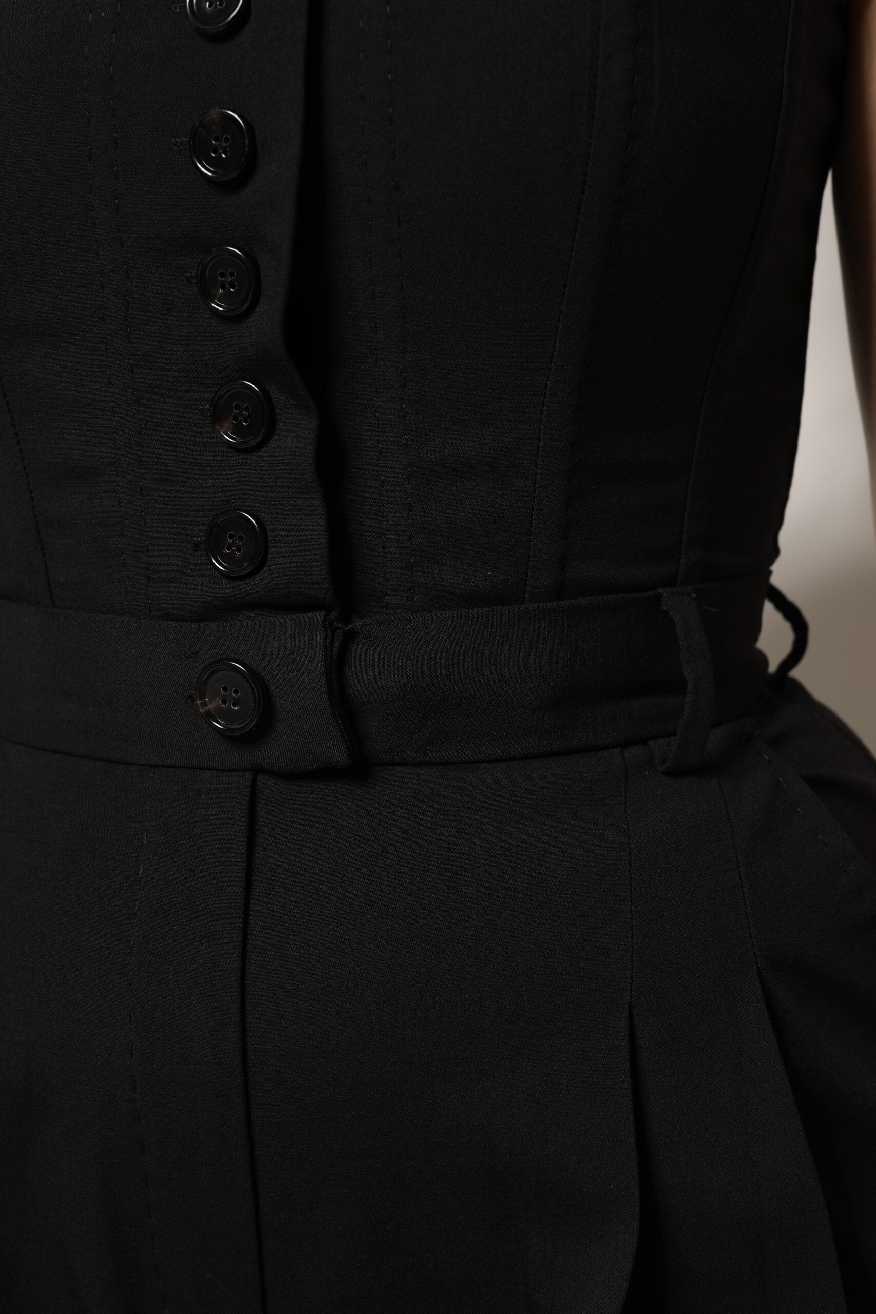 Dolce & Gabbana Black Strapless Wool Jumpsuit Dress