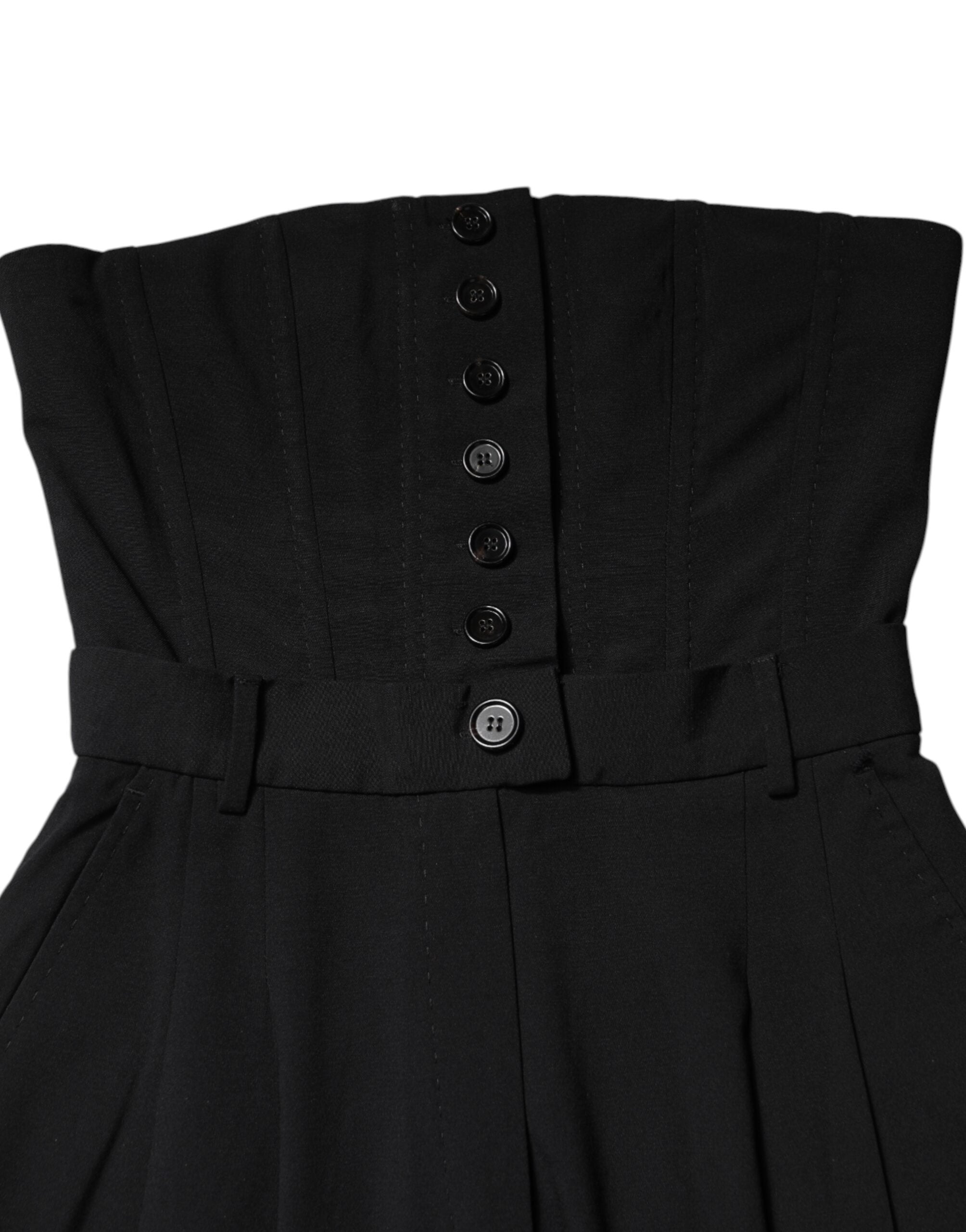Dolce & Gabbana Black Strapless Wool Jumpsuit Dress