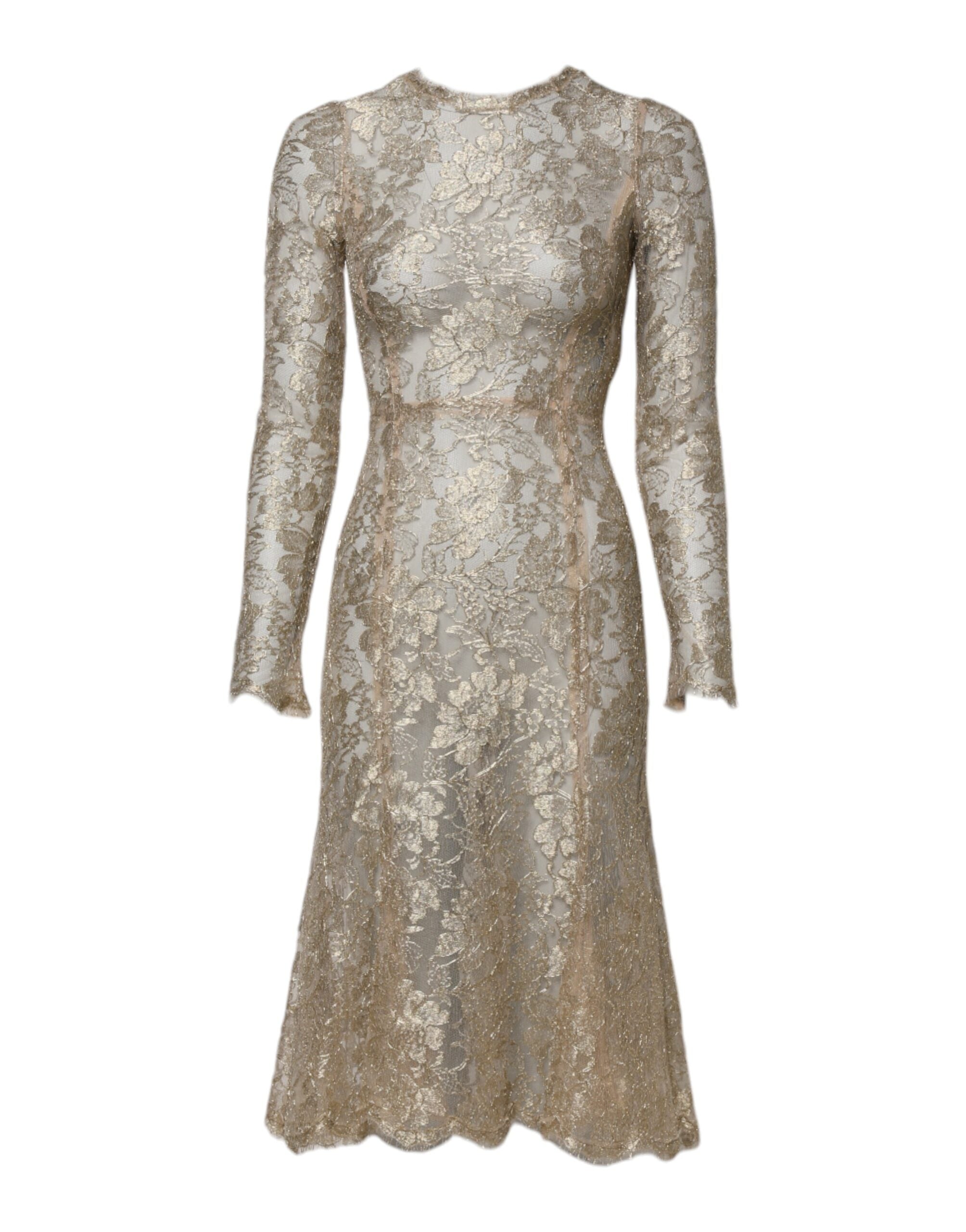 Dolce & Gabbana Gold Floral Spitze Lange Ärmel Fit &amp