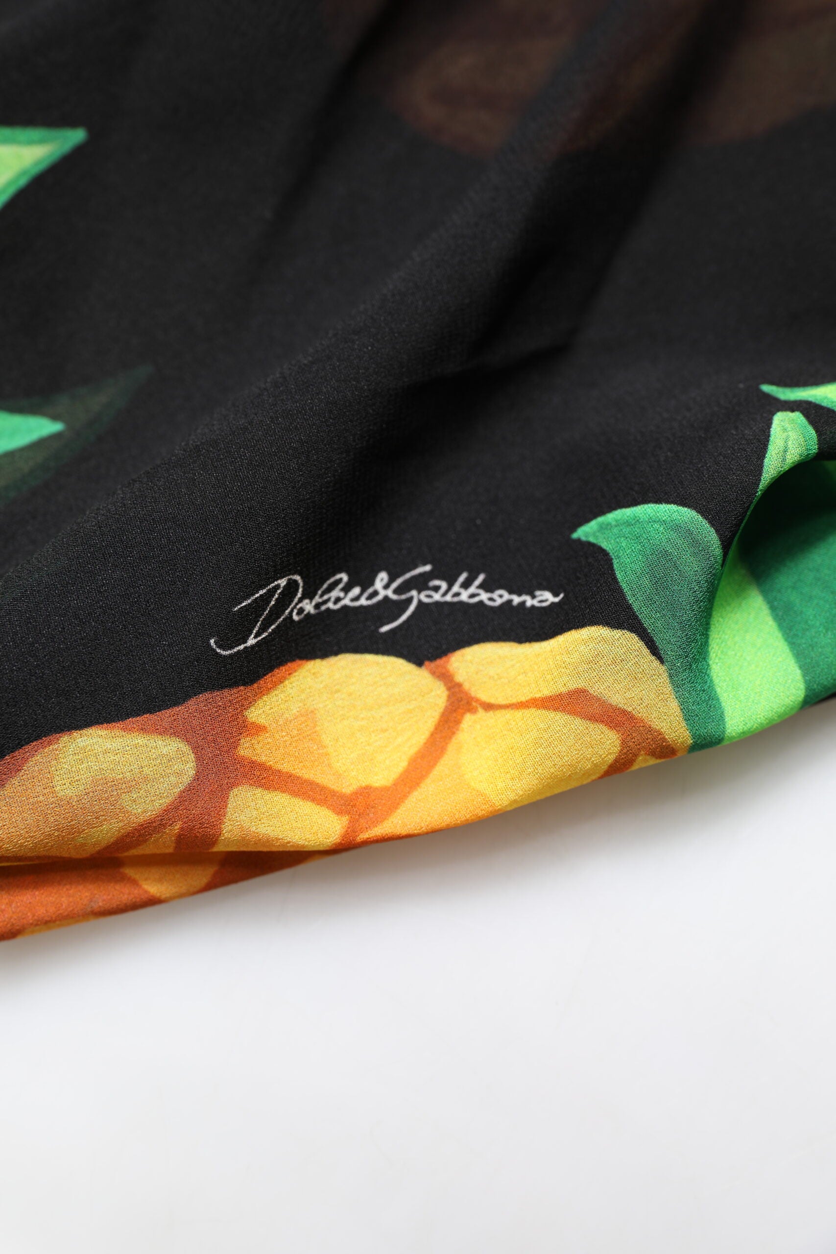 Dolce & Gabbana Black Silk Pineapple Print Wrap Minidress