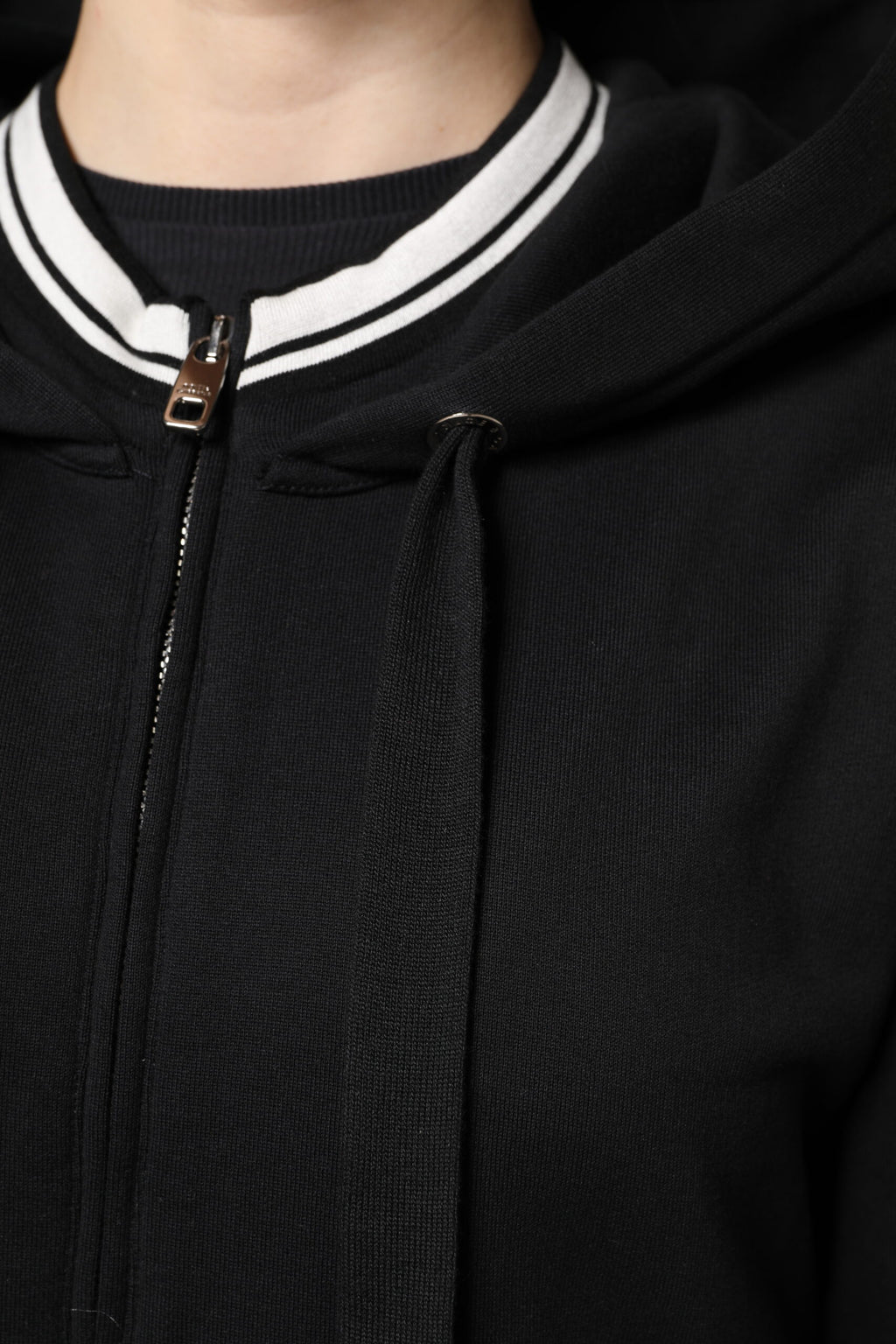 Dolce & Gabbana Black Cotton Hooded Zip-Up Sweatshirt
