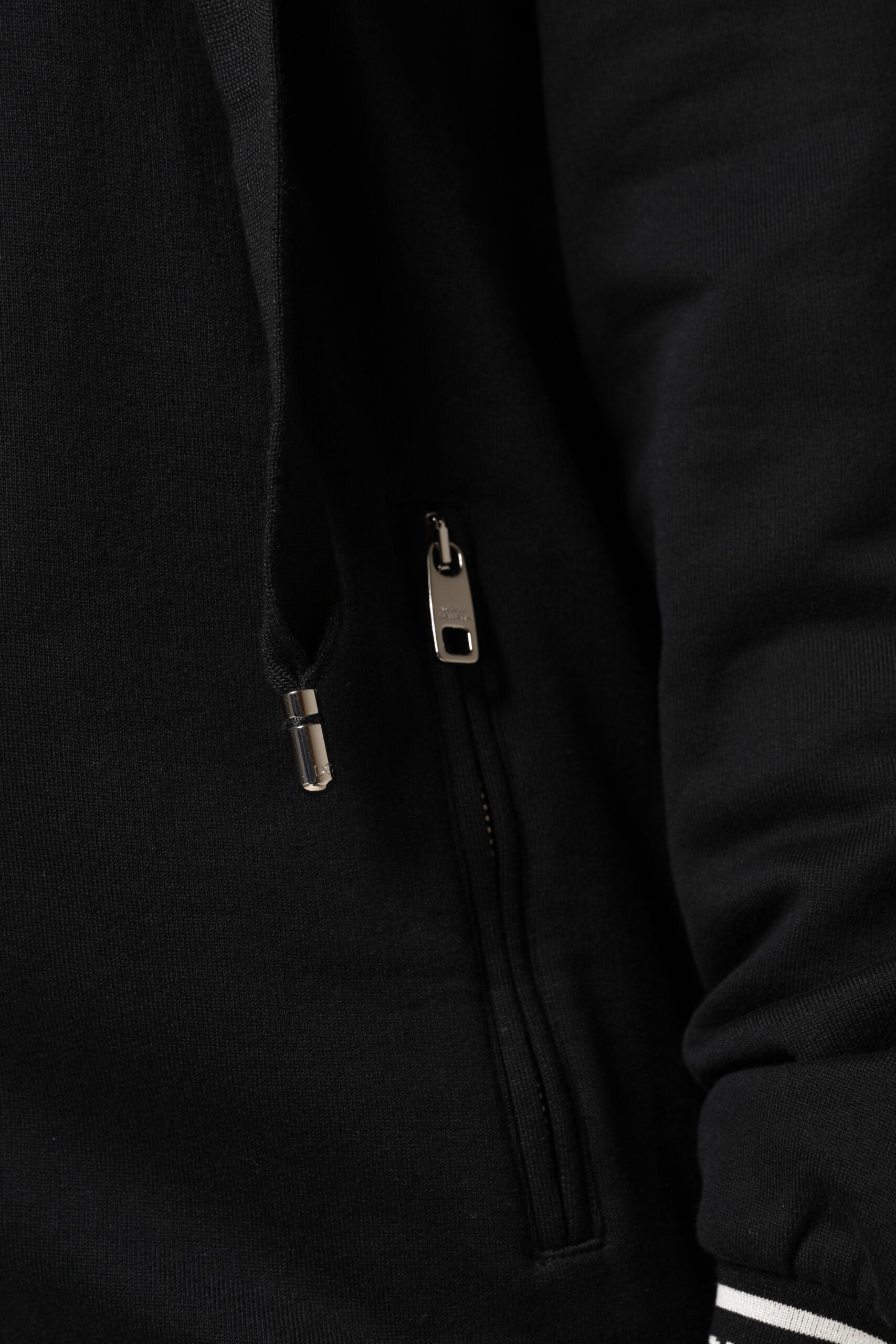 Dolce & Gabbana Black Cotton Hooded Zip-Up Sweatshirt
