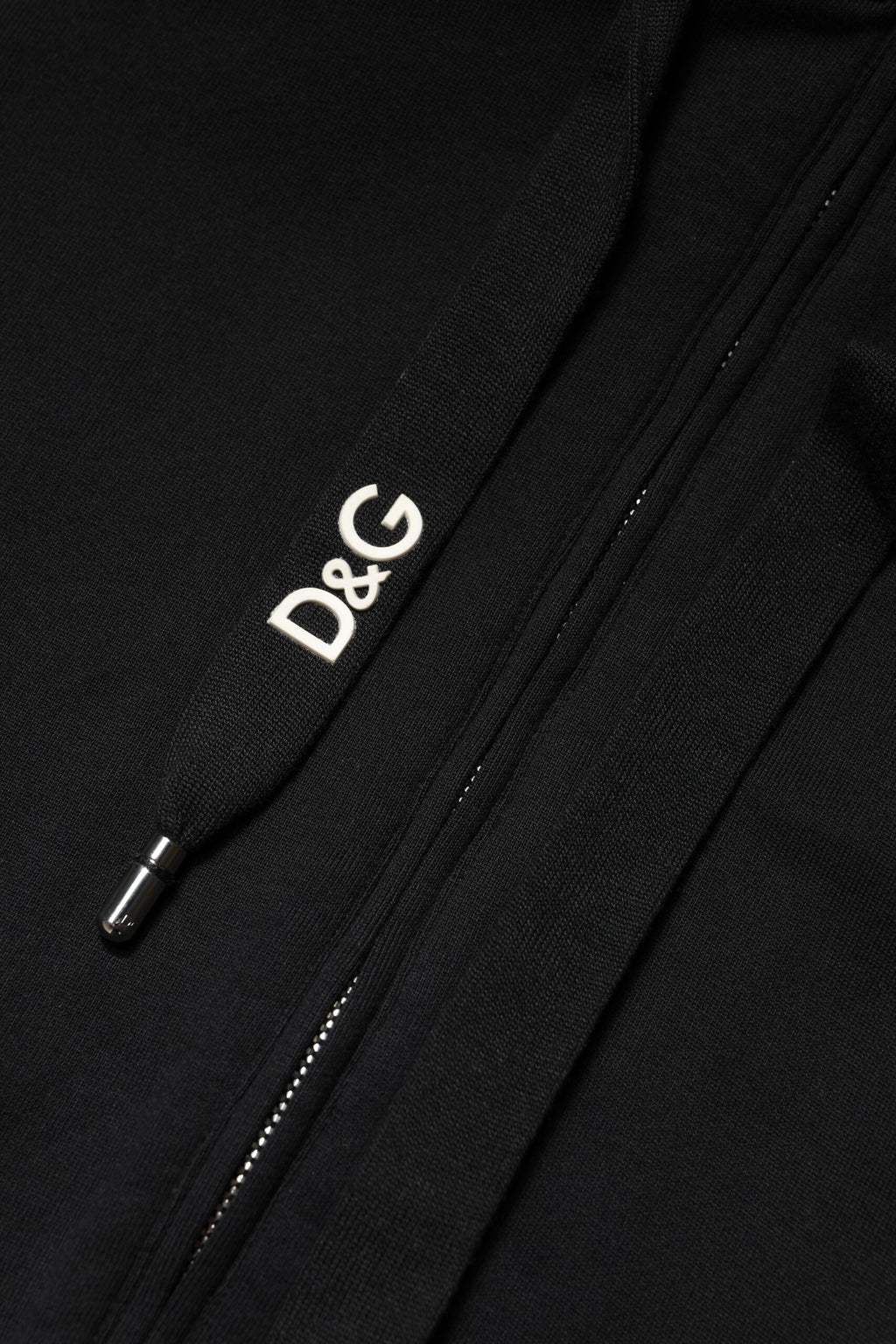 Dolce & Gabbana Black Cotton Hooded Zip-Up Sweatshirt