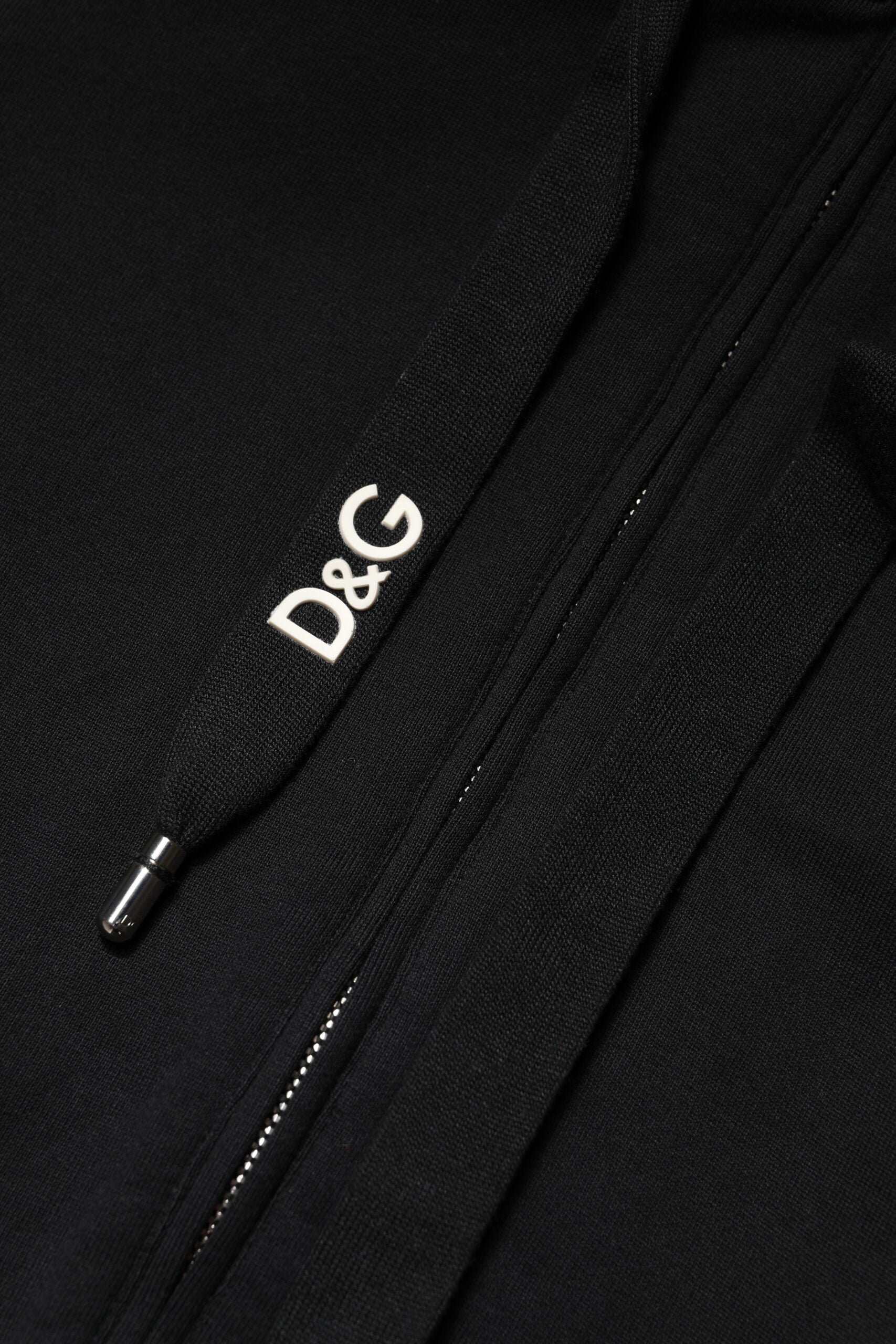 Dolce & Gabbana Black Cotton Hooded Zip-Up Sweatshirt
