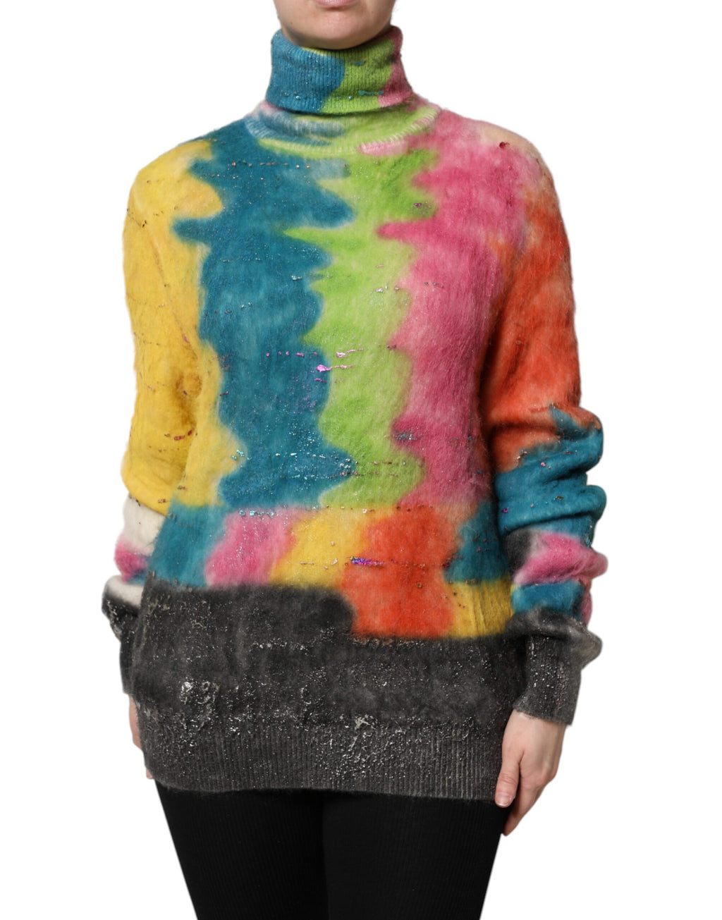 Dolce & Gabbana Multicolor Mohair Turtleneck Sweater