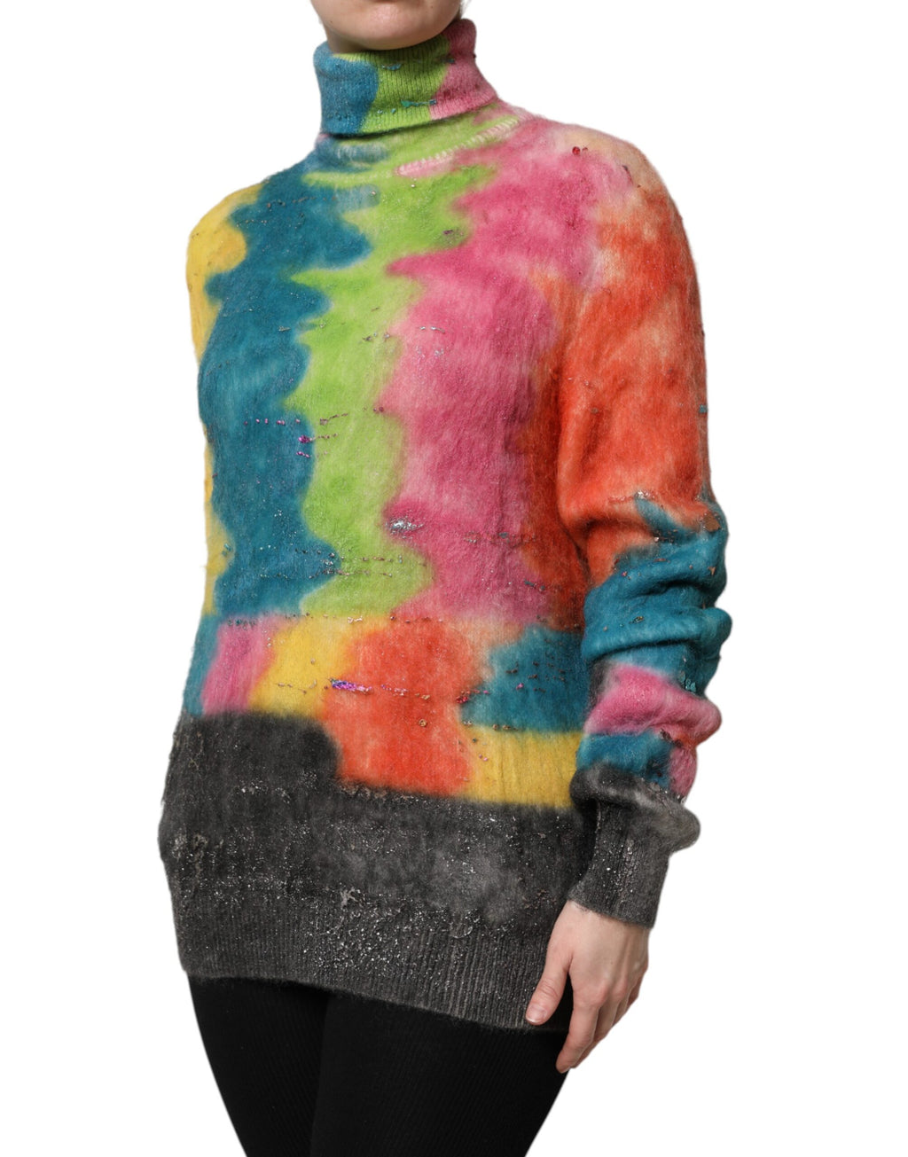 Dolce & Gabbana Multicolor Mohair Turtleneck Sweater
