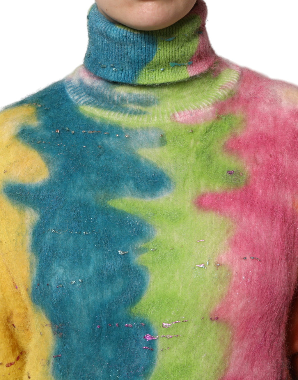 Dolce & Gabbana Multicolor Mohair Turtleneck Sweater