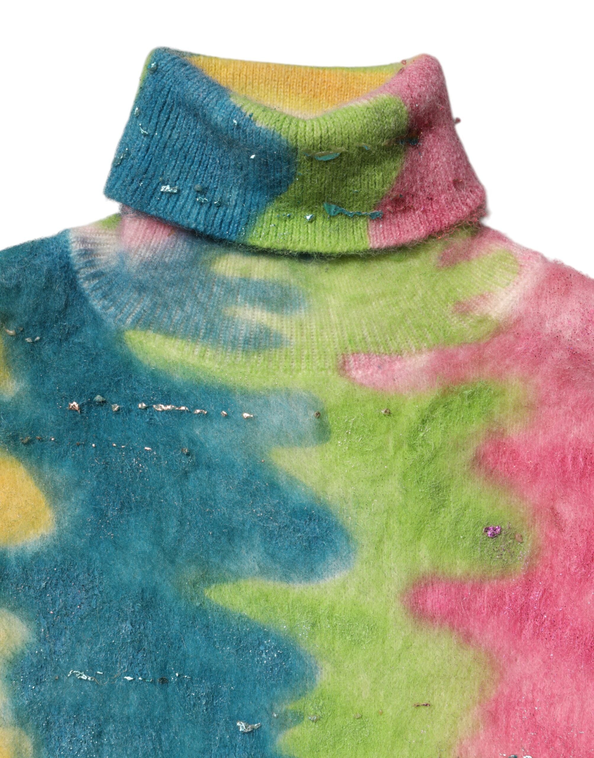 Dolce & Gabbana Multicolor Mohair Turtleneck Sweater
