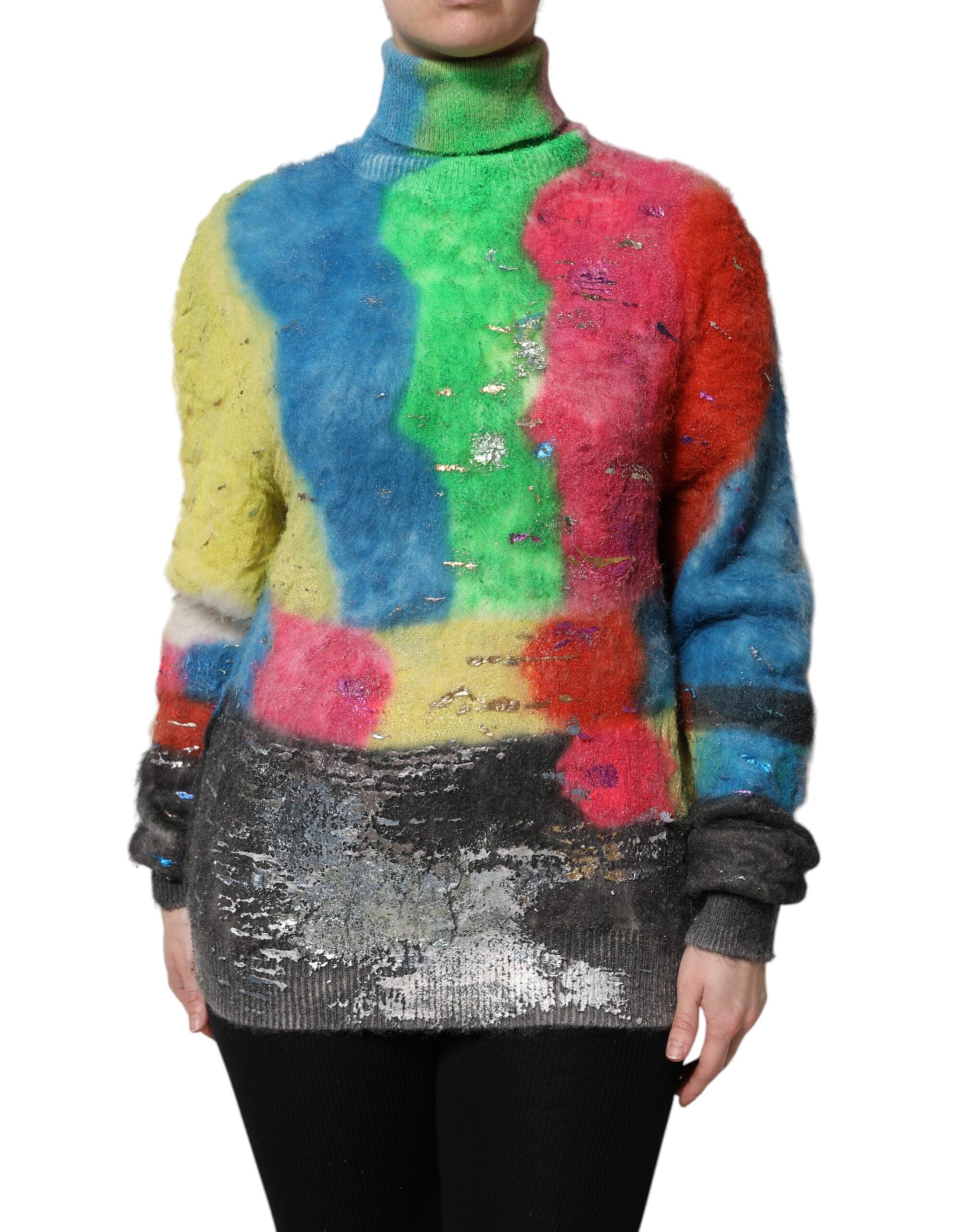 Dolce & Gabbana Multicolor Mohair Turtleneck Sweater